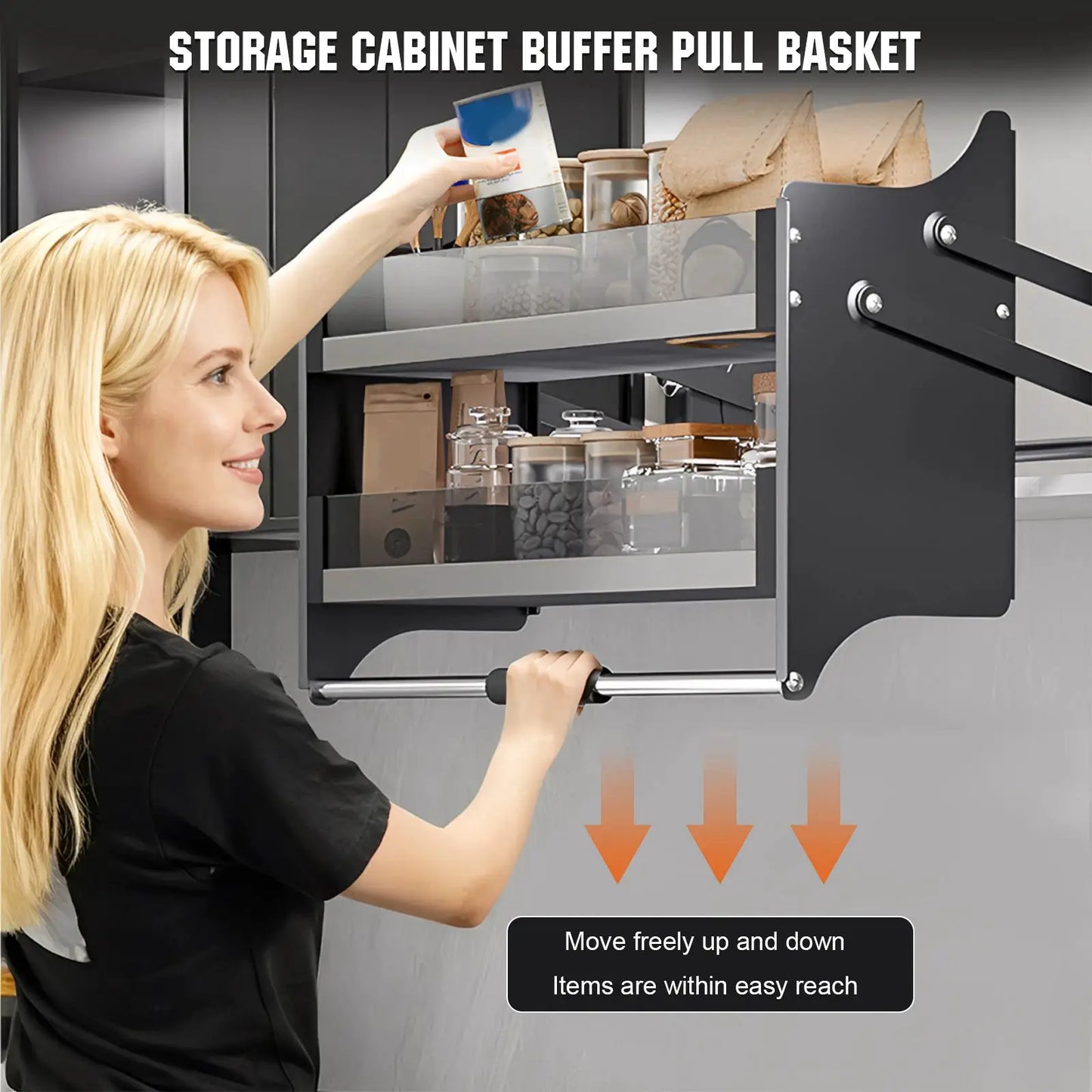 Double Layer Pull Down Shelf Pull Down Cabinet Organizer Shelf Organizer for Kitchen Upper Cabinet from PriceLows™