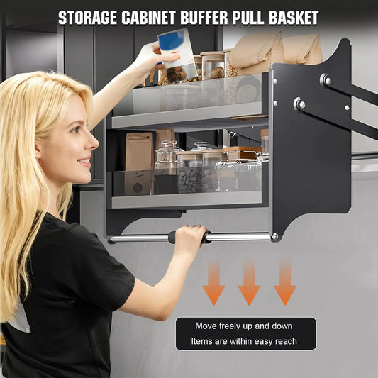 Double Layer Pull Down Shelf Pull Down Cabinet Organizer Shelf Organizer for Kitchen Upper Cabinet from PriceLows™