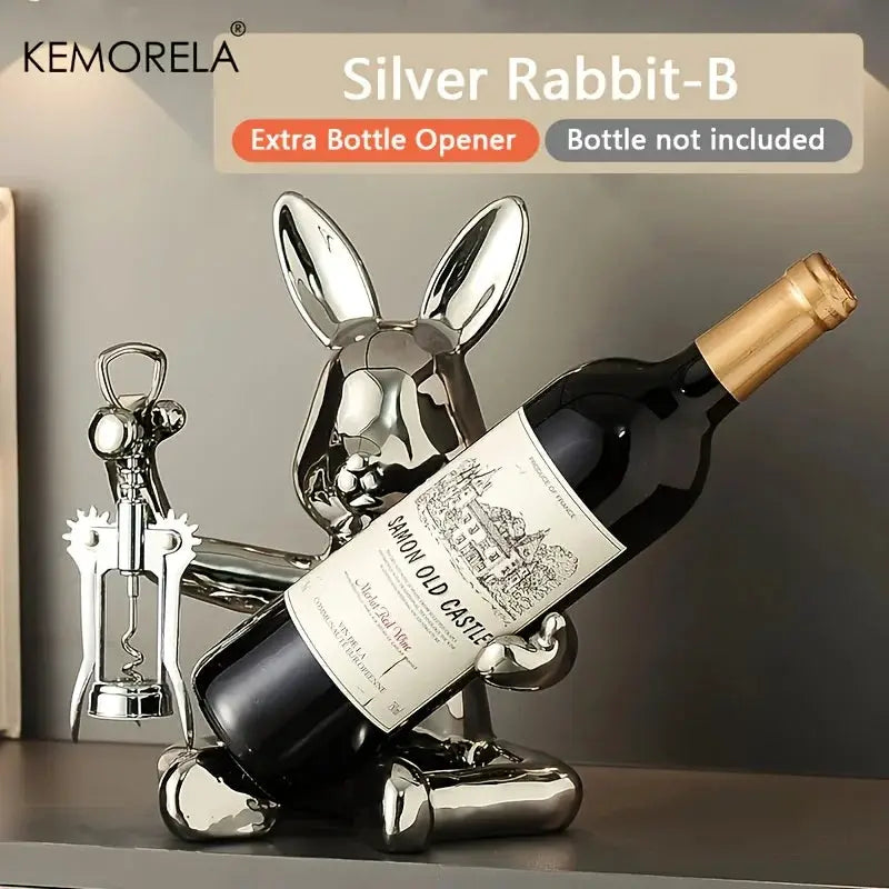 KEMORELA 1PCS Creative Rabbit Wine Rack Ornaments Ceramic Material Holiday Decoration Cup Holder Living Room Wine Rack Ornaments from PriceLows™