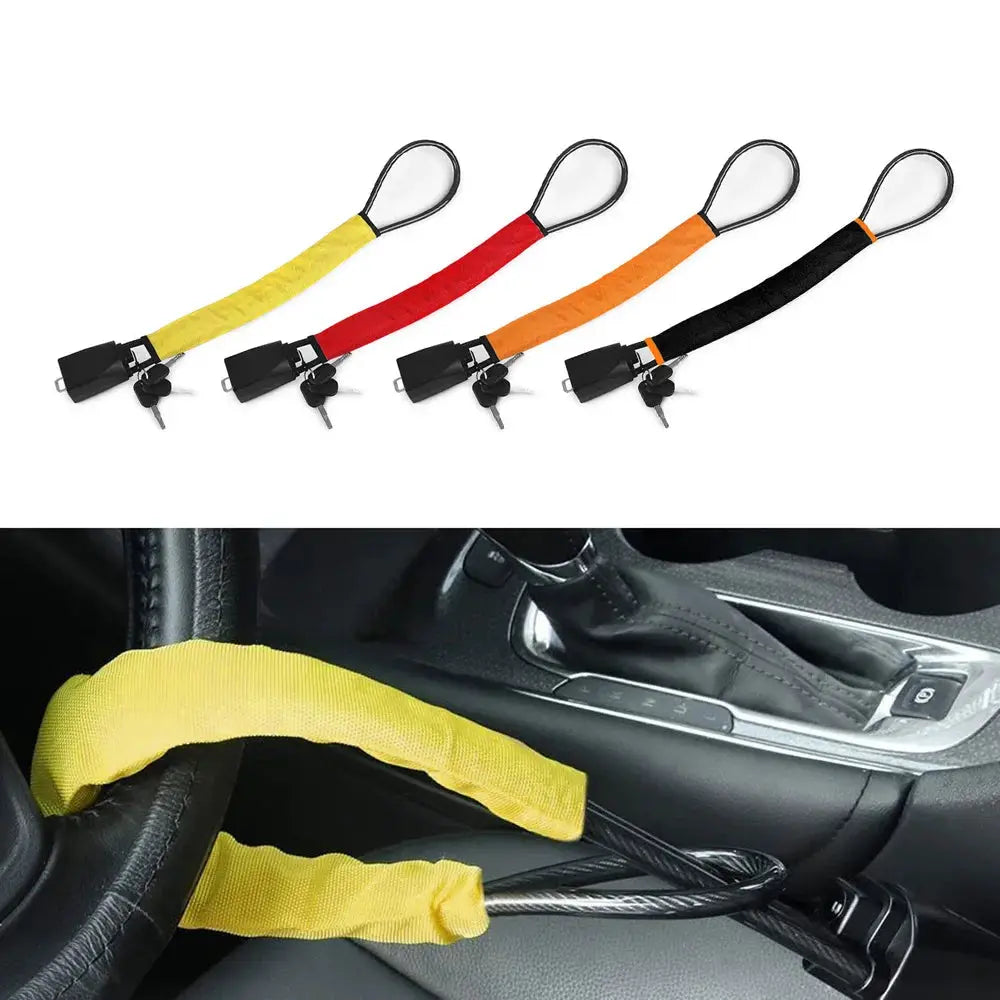 Universal Antitheft Device for Car Steering Wheel Lock With Seat Belt Socket With 3 Keys Anti Theft for Truck SUV Van RV Safety from PriceLows™