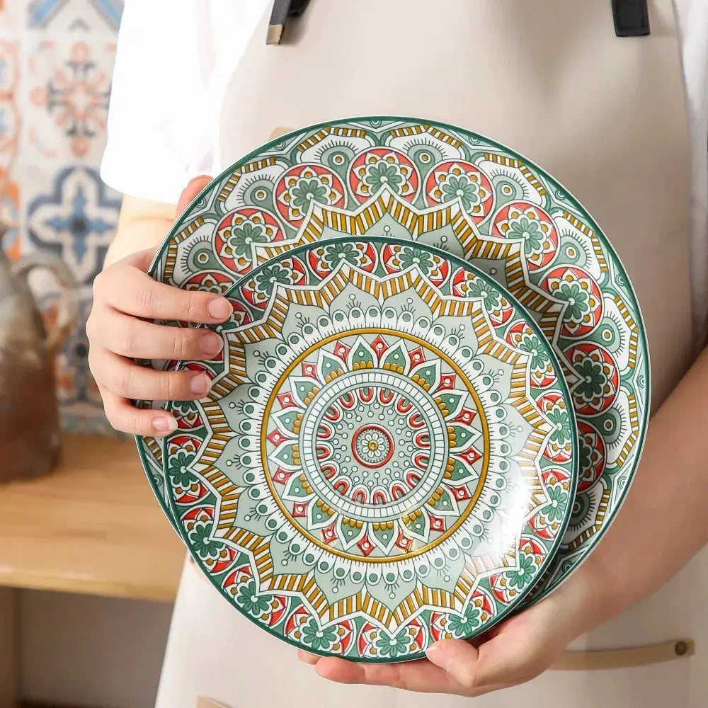 Vancasso Bohemian Mandala Patterned Ceremic Tableware 16PCS Porcelain Dinnerware Set with Dinner Plate Dessert Plate Bowl Mug from PriceLows™
