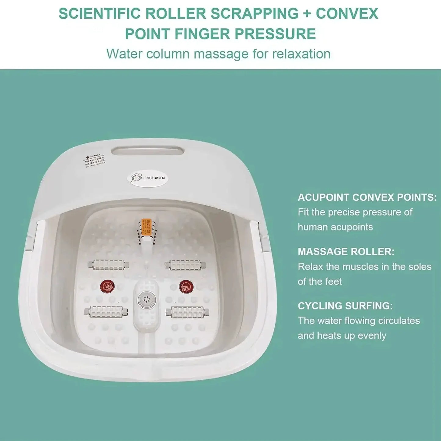 Folding Foot Bath Massager | 4 Rollers | Heat Vibration With Remote