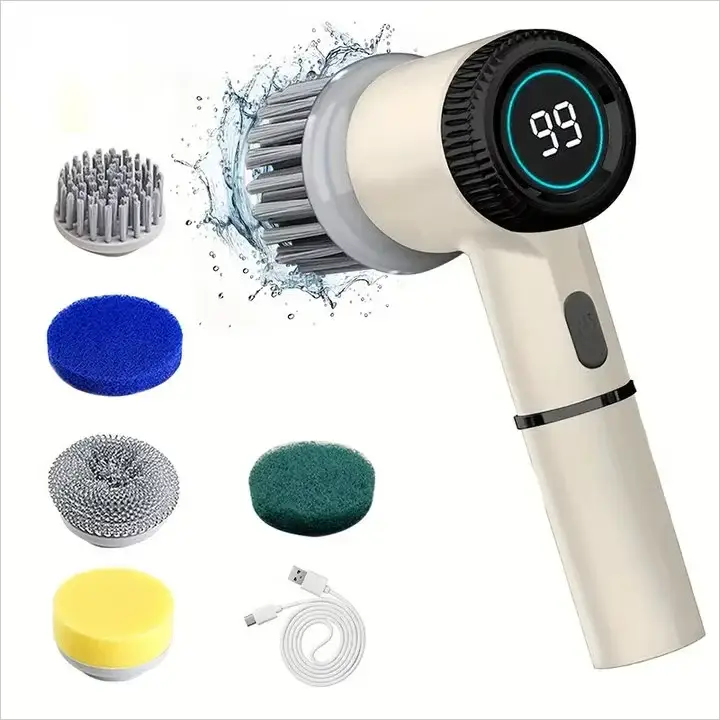 Electric Spin Scrubber | Five Brush Heads | Three Speed | Rechargeable Handheld