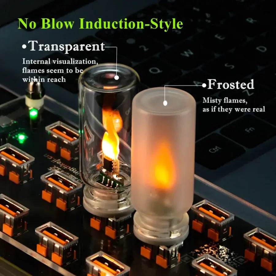 LED Flame Night Light | USB Powered | Frosted Glass | Indoor Lamp