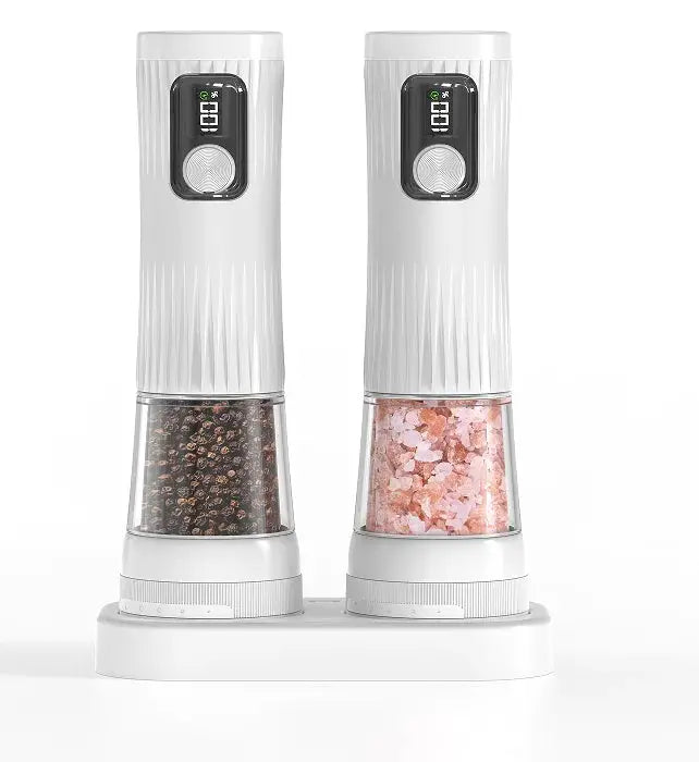Automatic Salt And Pepper Grinder Set | Rechargeable Base | LED | 2-Piece Set
