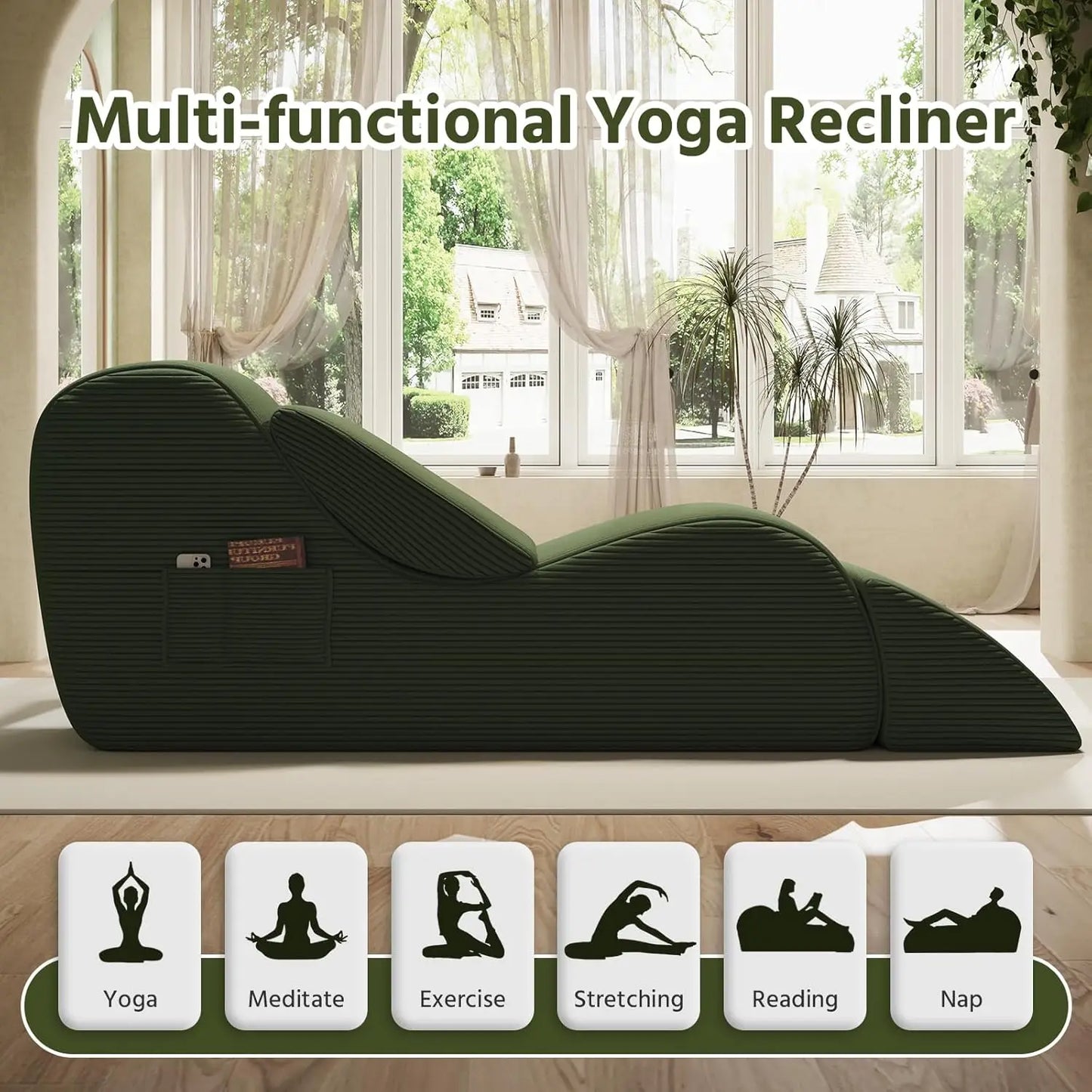 Corduroy Yoga Sofa | All Sponge Filled | Side Pocket | One Size