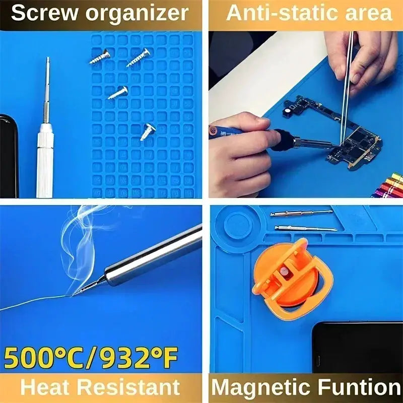 Magnetic Mat Silicone Repair Mat Circuit Board Soldering Pad Heat Resistant 932°F Anti-Static for ESD Iron Phone Repair from PriceLows™