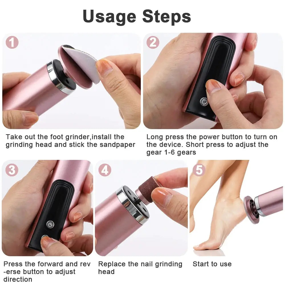 USB Rechargeable Wireless Electric Foot File Cuticle Callus Remover Machine Pedicure Tools Foot Heel Care Tool With Sandpaper from PriceLows™