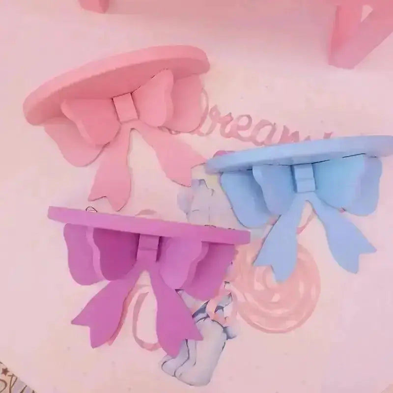 1 Pcs Wooden Decorative Shelves Girls' Room Organizer Holder Pink Wall Shelf Decor Frame Bows Decoration Wooden Storage Rack from PriceLows™