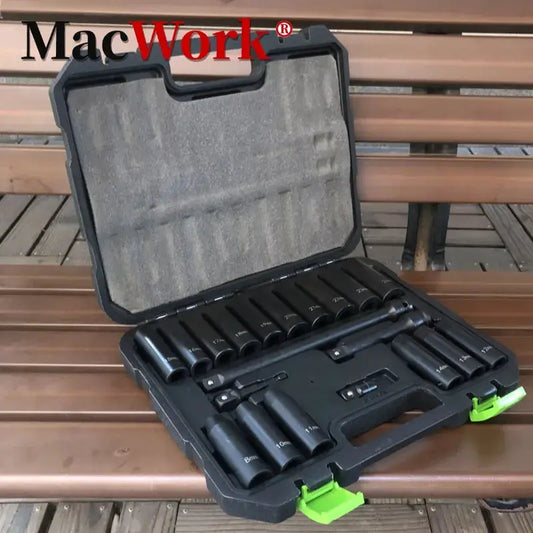 20 Pcs Impact Socket Set 1/2" Deep Socket Metric 8mm to 24mm, 6-Point, Cr-V Steel Toughbuilt Multitool Hand Tools from PriceLows™