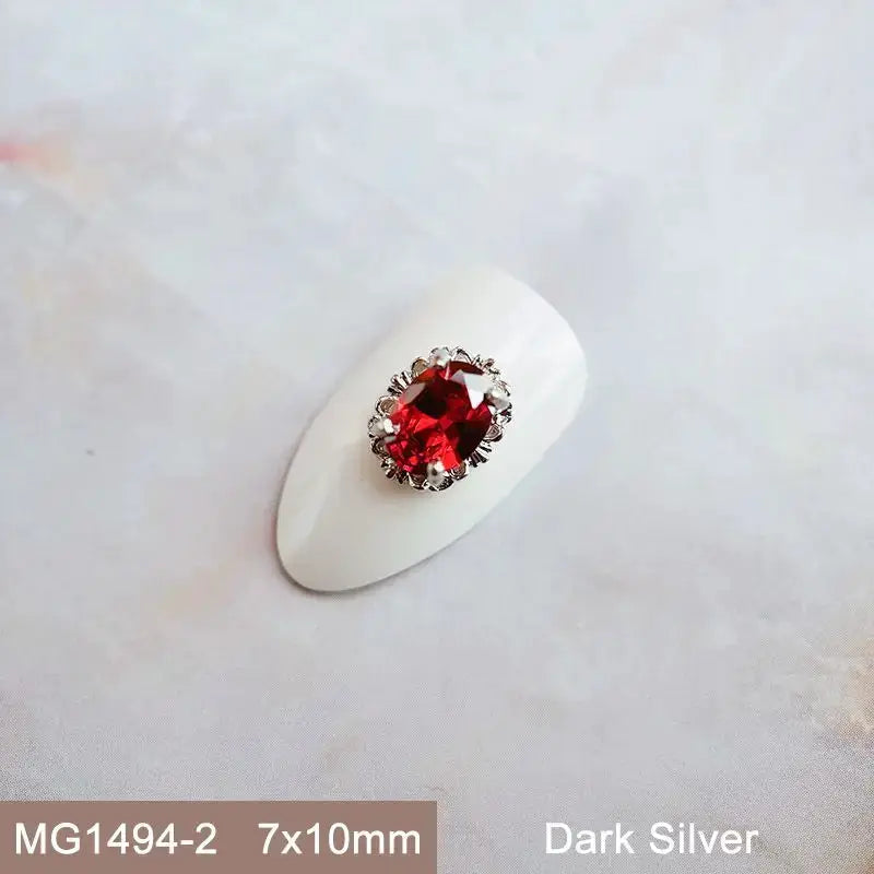 10pcs Pink Black Blue Oval Drop Round Zircon Bright Silver Nails Jewelry Decorations Nail Art Accessories Charms Parts Supplies from PriceLows™