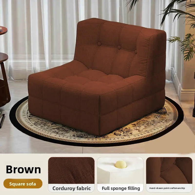 Retro Block Lazy Sofa | Corduroy Fabric | Sponge Filling | Single
