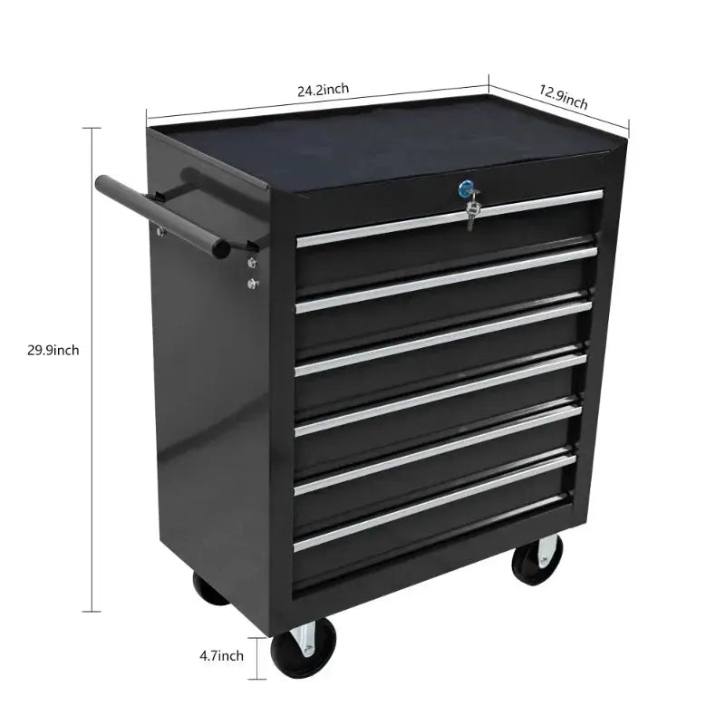 Rolling Tool Chest, 6 Drawer Tool Box with Wheels, Heavy Duty Industrial Service Cart Storage Organizer with Locking System from PriceLows™