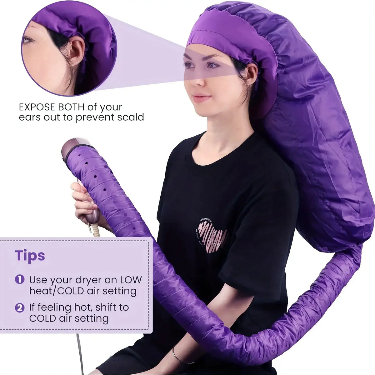 Hair Dryer Bonnet | Adjustable Straps | Deep Conditioning Cap | One Size