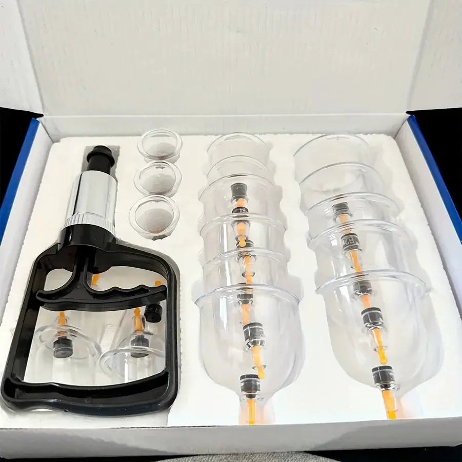 18 Piece Vacuum Cupping Set With Hand Pump And Multiple Cups