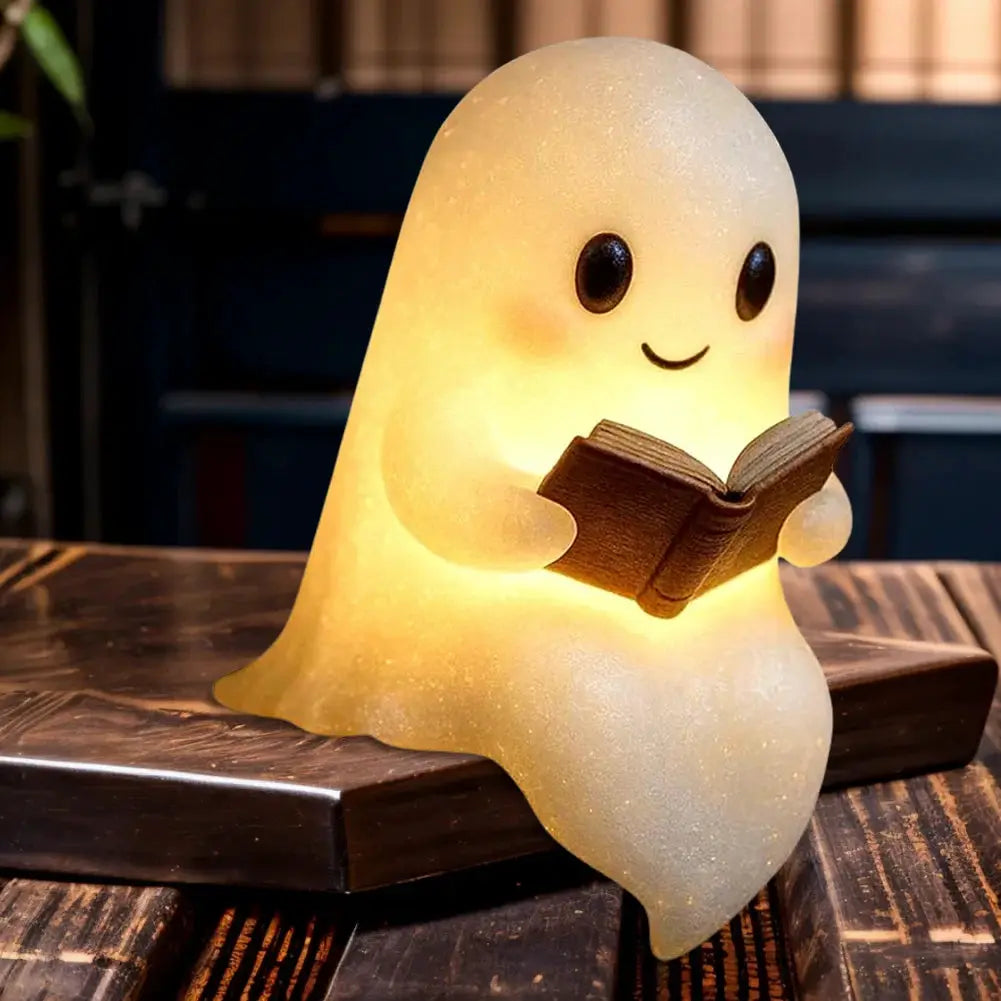 Cute Ghost Reading Book Lamp Halloween Ghost Night Light Halloween Decor for Bedroom Study Room Readers from PriceLows™