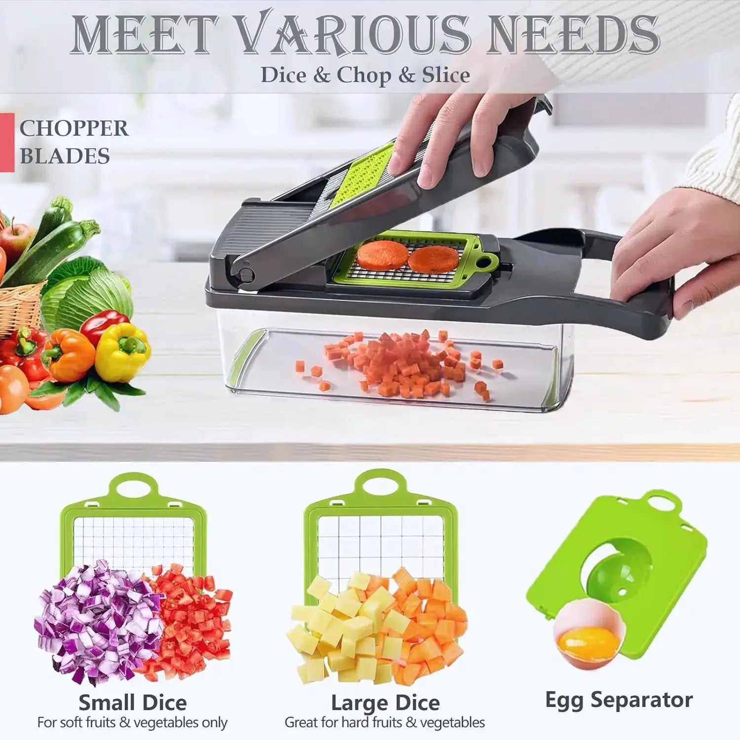 Upgraded Vegetable Chopper, Multi-Functional Easy Safe Kitchen Slicer Dicer for Fast Meal Preparation from PriceLows™