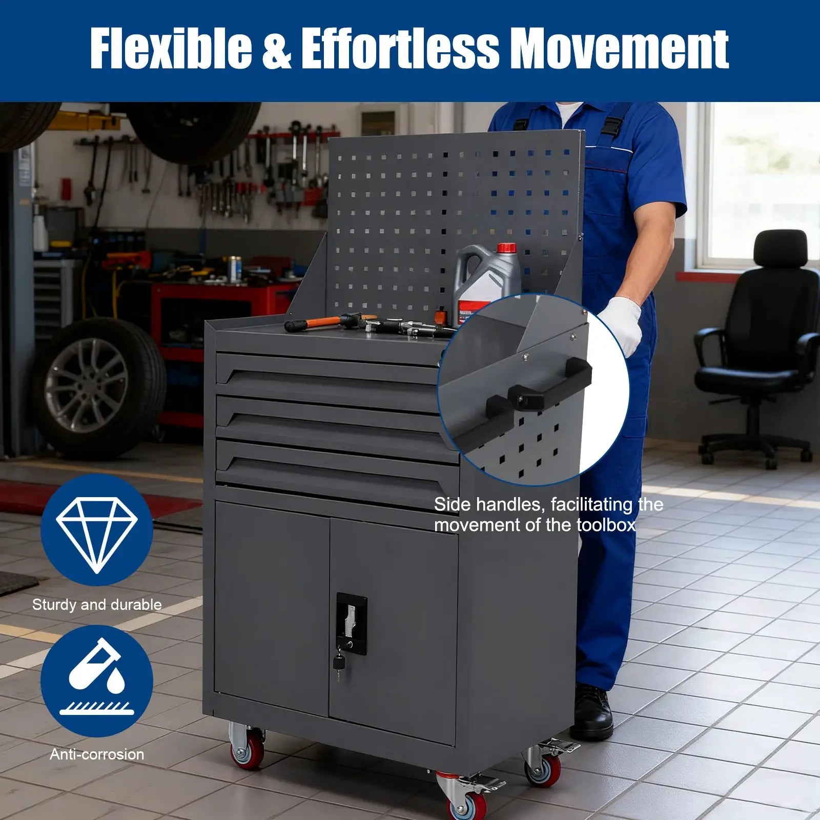 Rolling Tool Chest with Drawers Mobile Tool Cart Rolling Tool Cart for Workshop Warehouse Garage from PriceLows™
