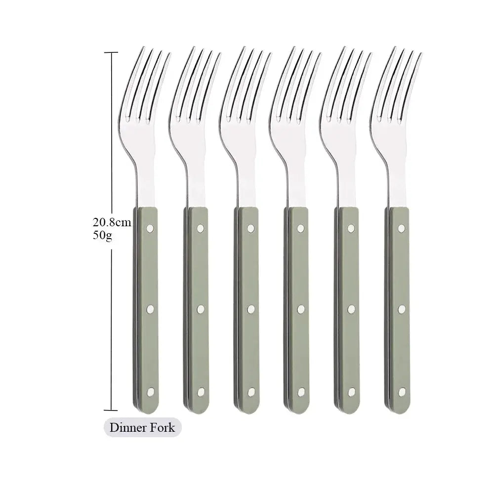 6/30Pcs Beige Silver Acrylic Handle Dinnerware Knife Fork Spoon Set Stainless Steels Cutlery Set Western Home Kitchen Flatware from PriceLows™