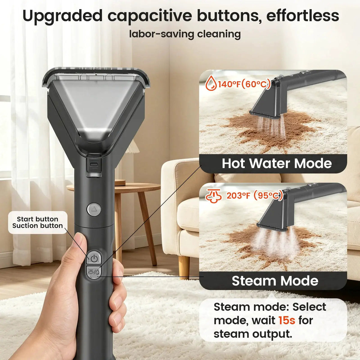 Handheld Steam Cleaner | 1650W 18KPa | 4 Mode | Portable