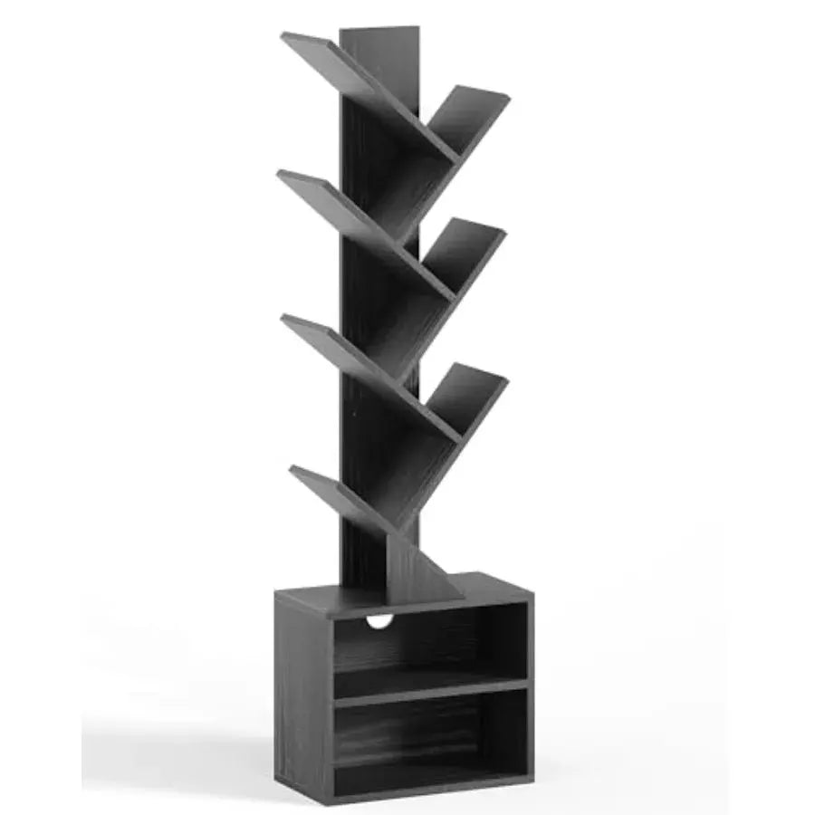 6 Tier Tree Bookshelf, Small Bookcase with Storage Cabinet, Modern Narrow Bookshelves Organizer, Floor Standing Book Shelf for from PriceLows™