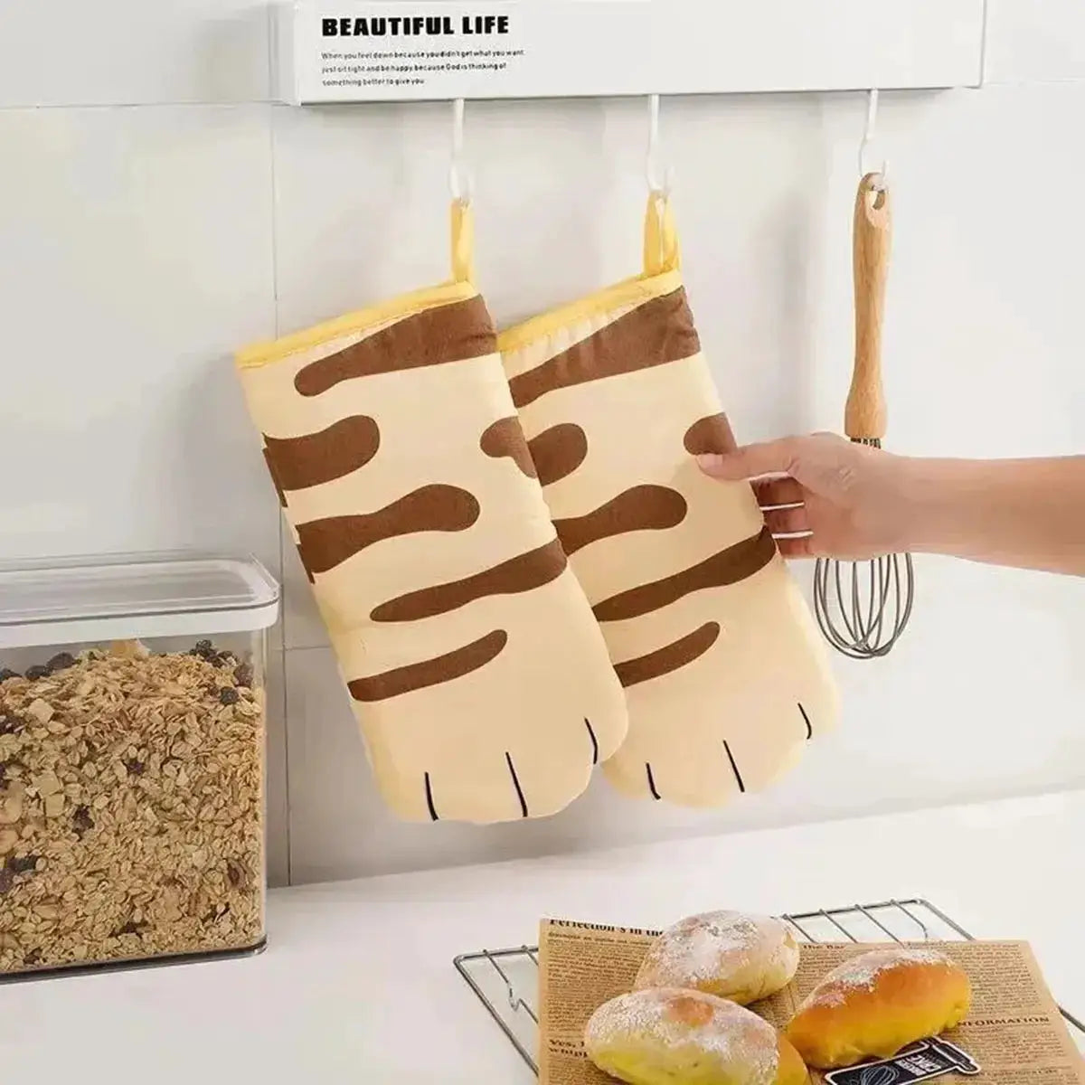 Cat Paw Cotton Oven Gloves | Heat Resistant | Non-Slip | One Size