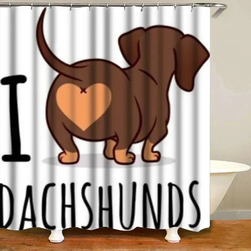 Funny Sausage Dog Dachshund Shower Curtains for Bathroom, Cartoon Dogs Bath Curtains with Cute Animals Waterproof Machine Wash from PriceLows™