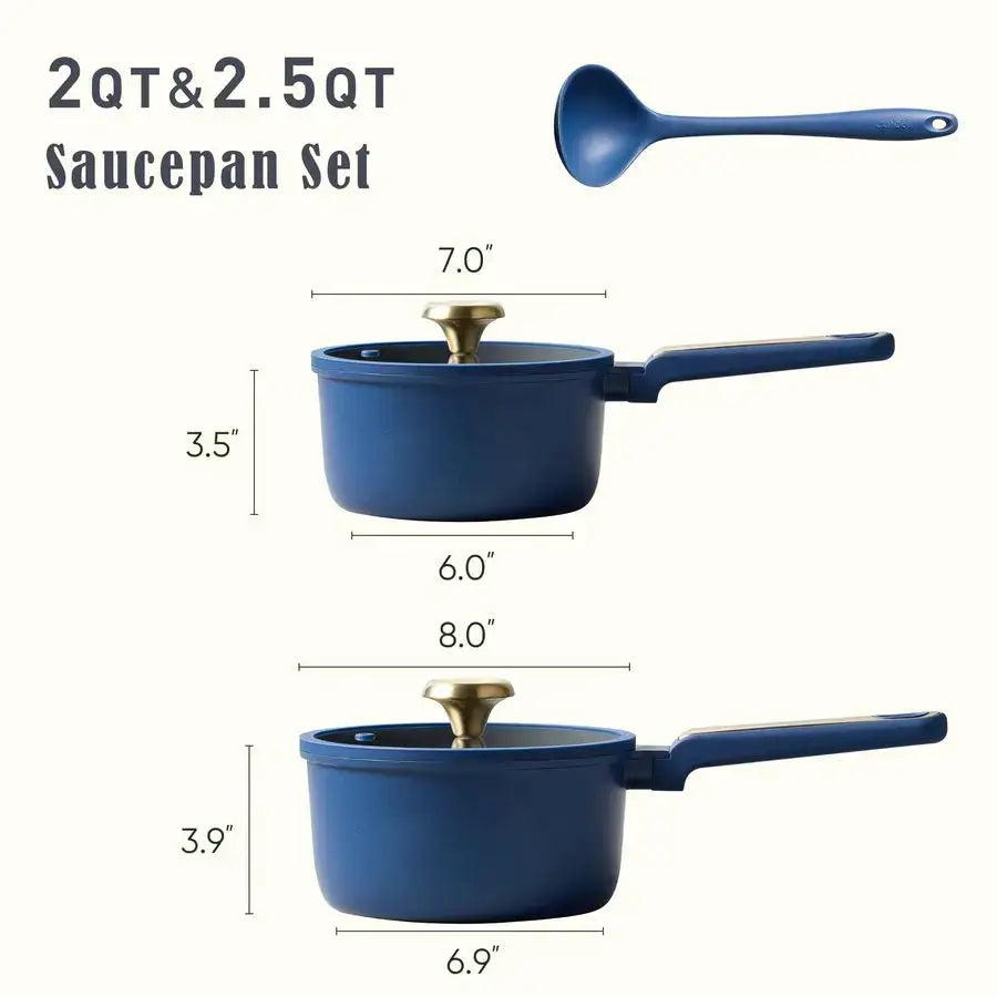 2QT amp 2.5QT Sauce Pan Sets with Lid amp Ladle Cooking Pots Nonstick Saucepans Cookware Set Small Kitchen Pot, Induction Compta from PriceLows™