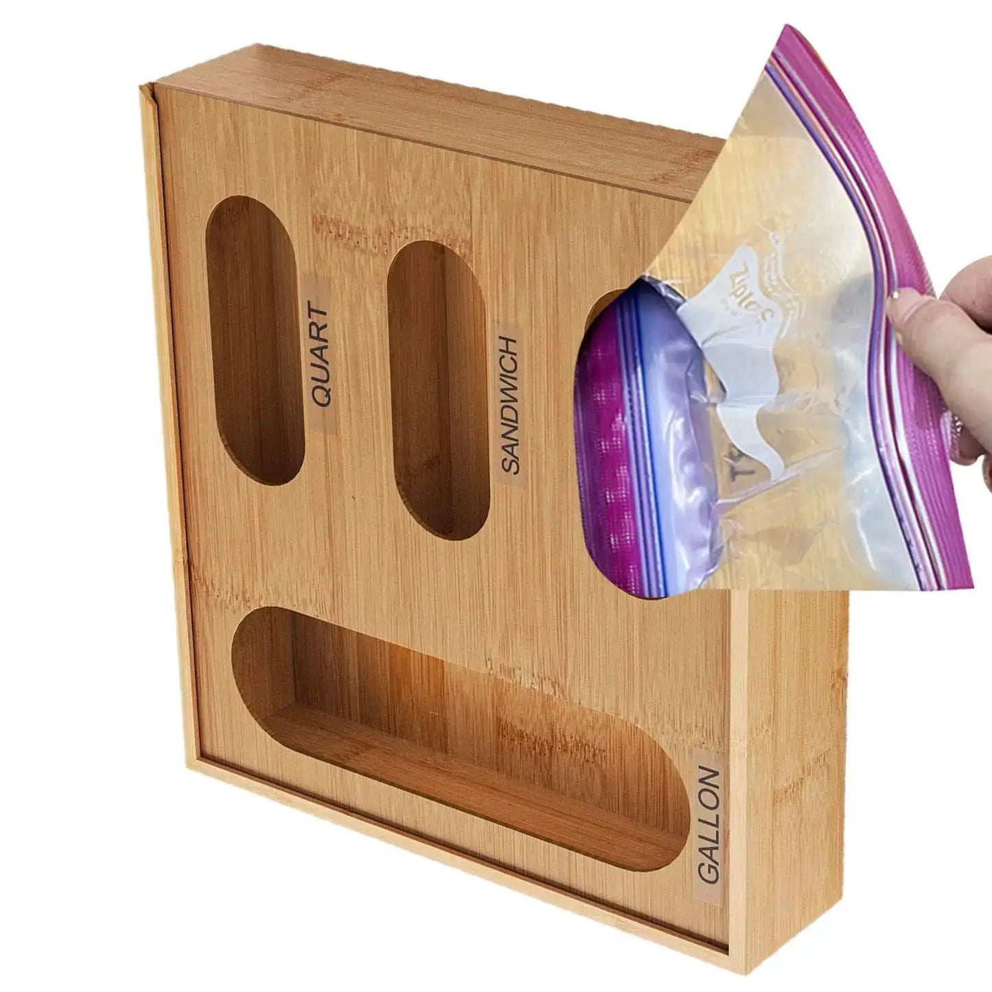 Baggie Organizer | 4 In 1 Design | Bamboo Construction | Kitchen Drawer