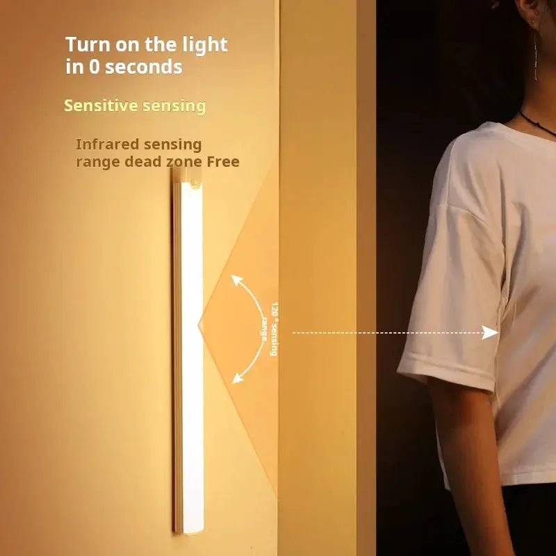 1pc Wireless Rechargeable LED Motion Sensor Cabinet Light - Ideal for Closet, Kitchen, Wardrobe, Stairs - Battery Operated Night from PriceLows™