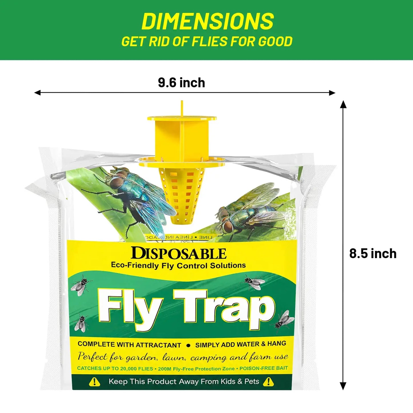 6/8 Pack Outdoor Fly Traps With Non-Toxic Bait Patio Hanging Disposable Fly Bags Flying Bug Control Pest Killer Repellent Insect Catchers For Ranch Backyard Trash Bin from PriceLows™