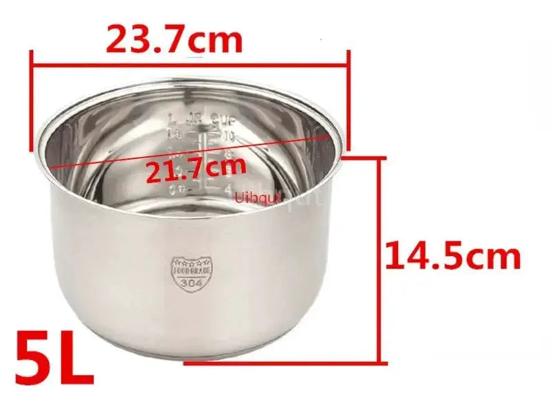 Rice Cooker Inner Pot | 304 Stainless Steel | Nonstick | Universal Fit