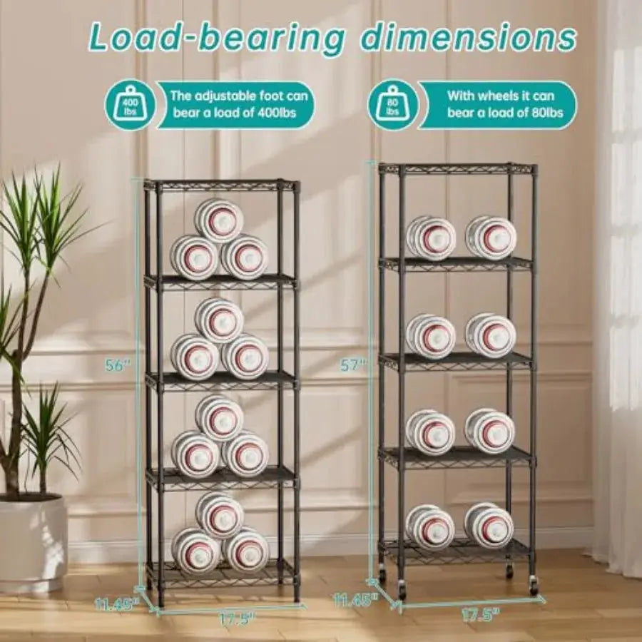 Shelf Closet Wire Shelving Adjustable Metal Unit for Laundry Room Organization Bathroom Kitchen Home Storage with Wheels Small from PriceLows™
