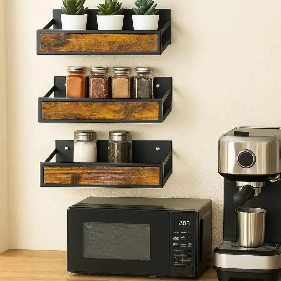 Rack Wall Mount 6 Pack, SpaceSaving Seasoning Organizer,Screw or Adhesive Hanging Spice Rack Organizer for Kitchen Cabinet and W from PriceLows™
