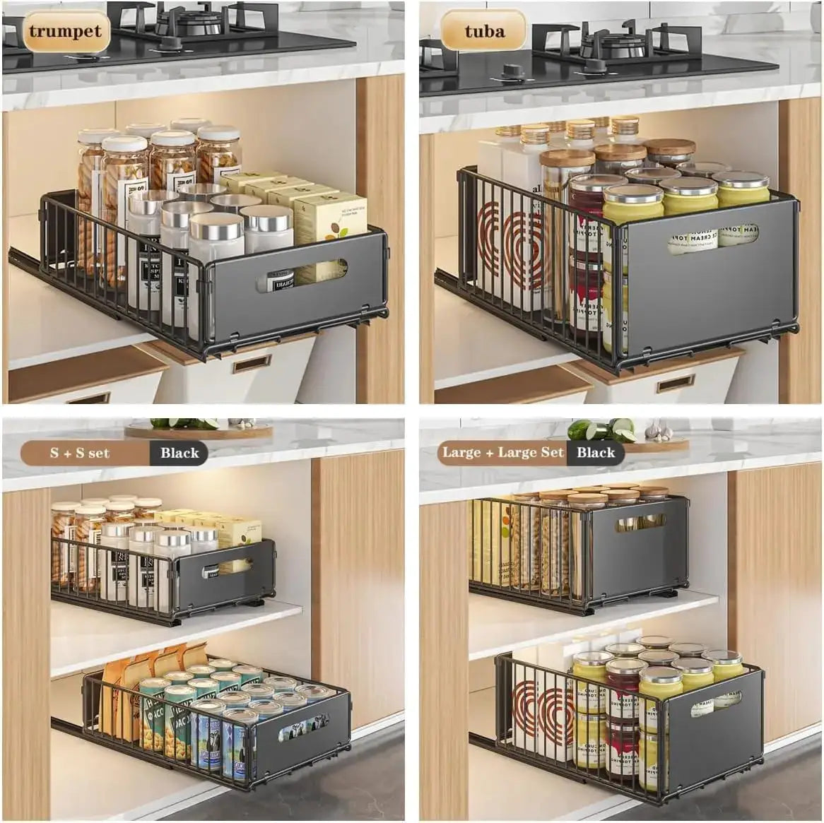 2PCS Pull Out Cabinet Organizer Under Sink Organizer Slide Out Drawers Pantry Shelves Drawer Storage for Kitchen Cabinet from PriceLows™