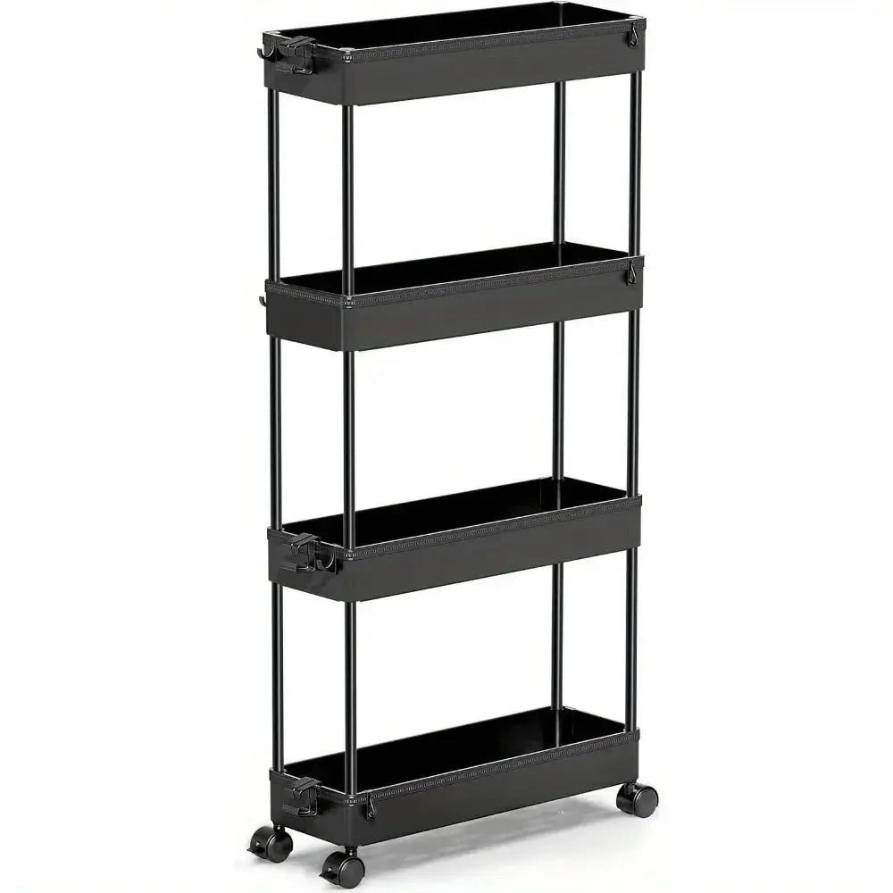 Slim Rolling Storage Cart 4 Tier Organizer Mobile Shelving Unit Utility Cart Tower Rack for Kitchen Bathroom from PriceLows™