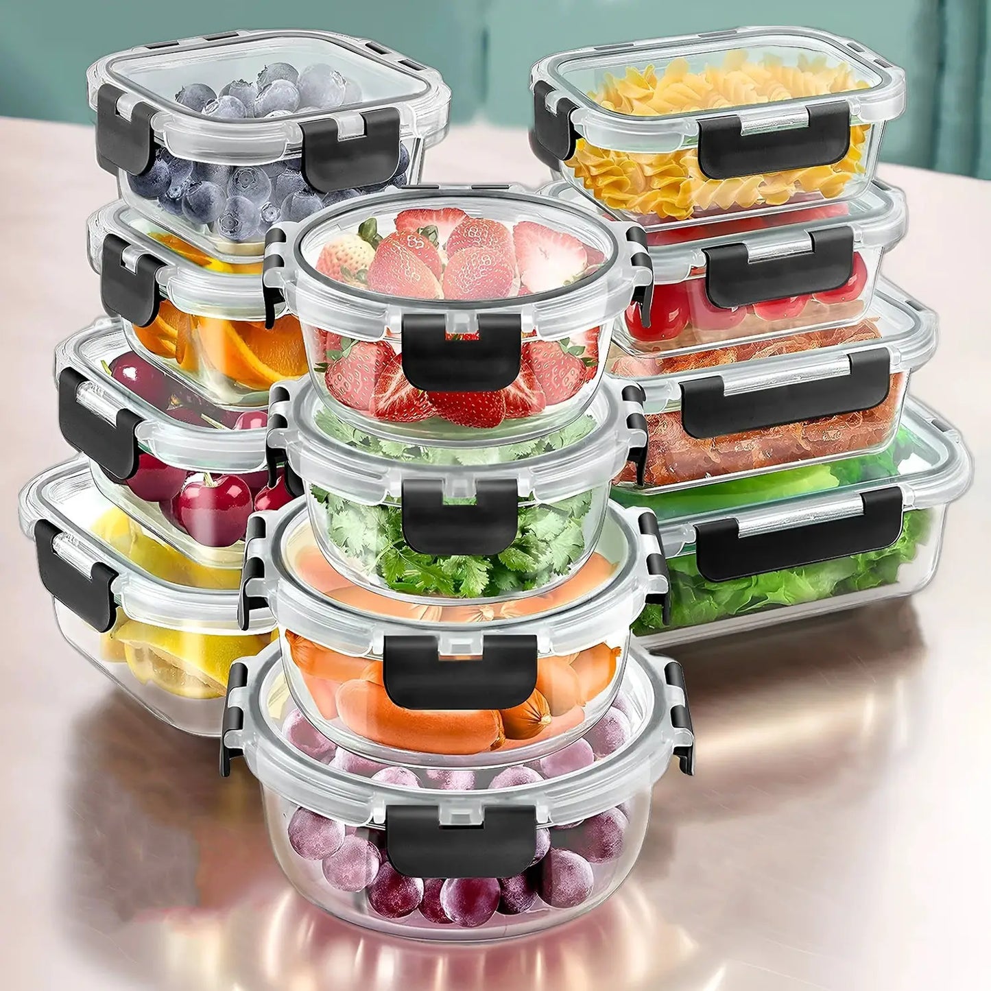 12pcs Glass Lunch Box Food Storage Containers Meal Prep Airtight Bento Boxes for Microwave Oven Freezer and Dishwasher BPA Free from PriceLows™