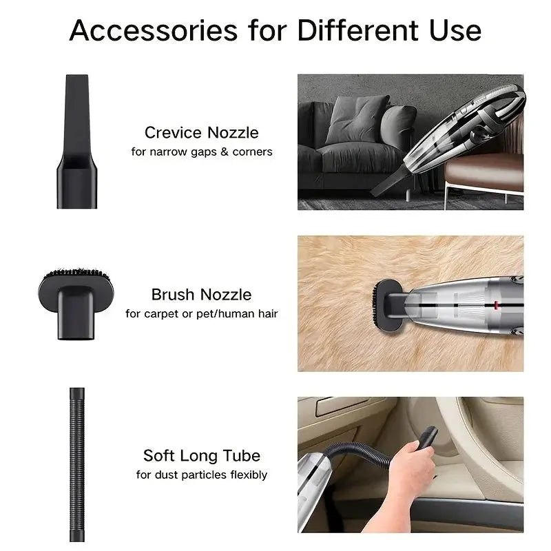 Portable wireless vacuum cleaner, multi-function car and home dual-use, USB charging, long battery life from PriceLows™