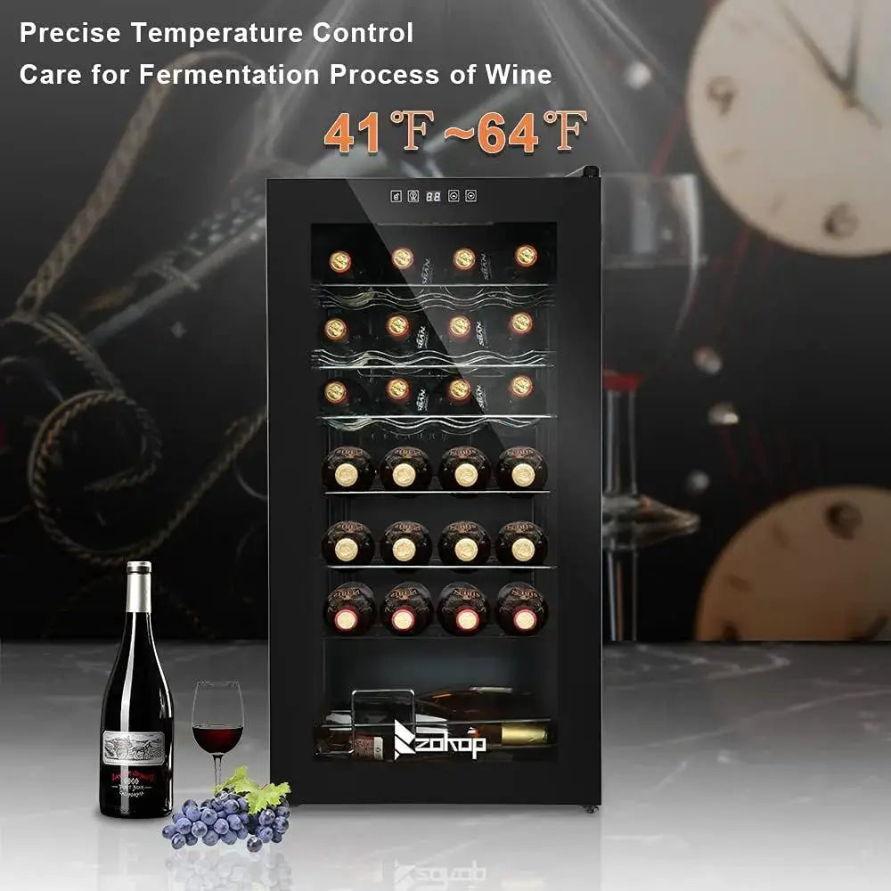 Compact Adjustable Temperature Wine Cooler, Freestanding Mini Fridge with Digital Control and Removable Shelves from PriceLows™