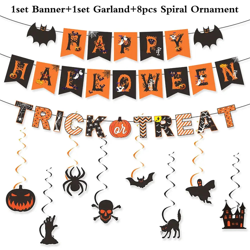 Halloween Decor Set | Paper Material | Hanging Items | Assorted Designs