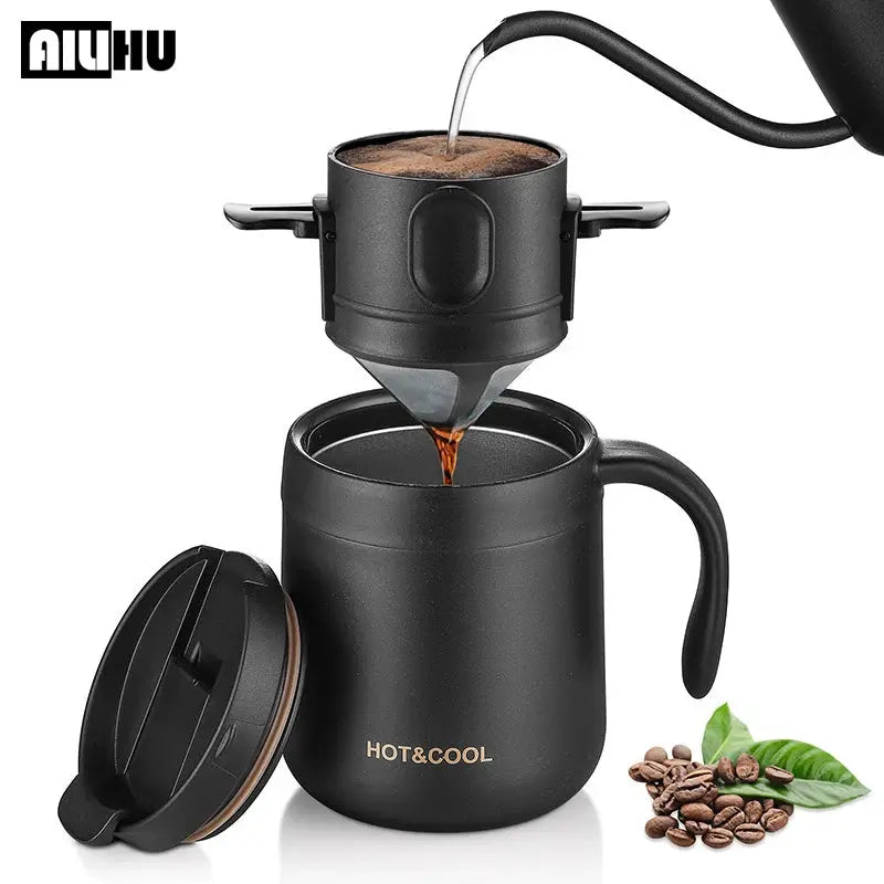 304 Stainless Steel Portable Coffee Filter Drip Coffee Tea Holder Reusable Mug Coffee Dripper Tea Cup Set Coffee Pot Coffeeware from PriceLows™