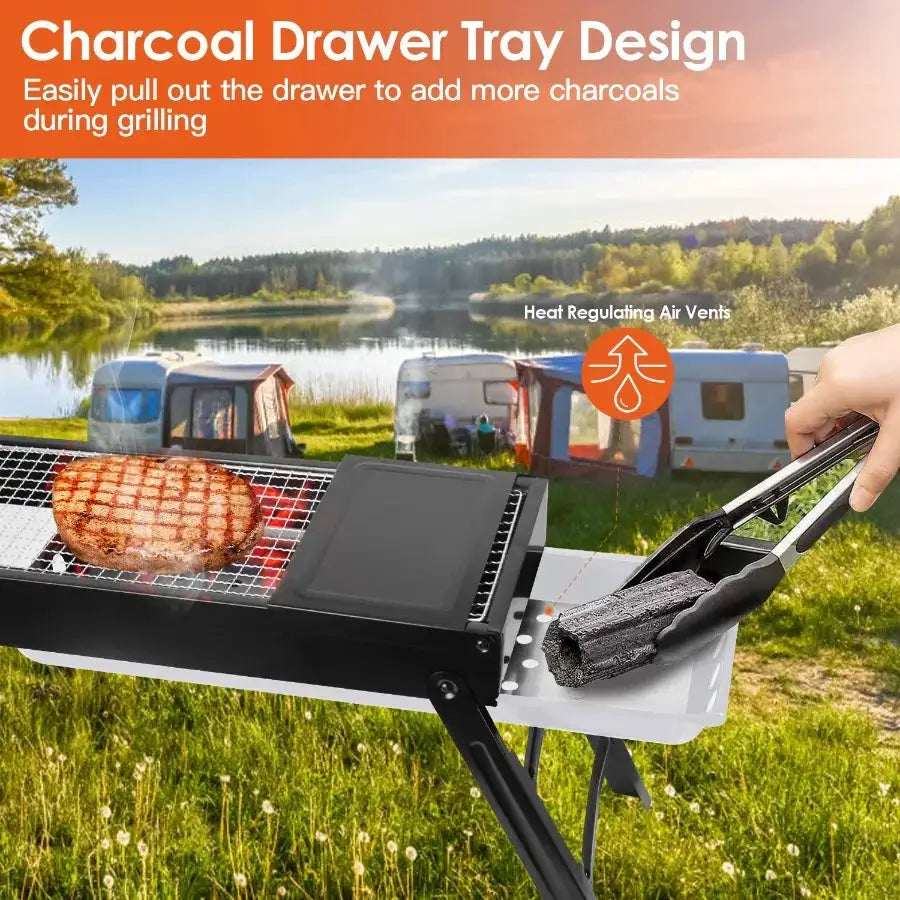 Portable BBQ Griddle, Foldable Kabob Barbecue for Outdoor Hibachi BBQ Lamb Skewer Camping Barbecue Grill in Garden Backyard Par from PriceLows™