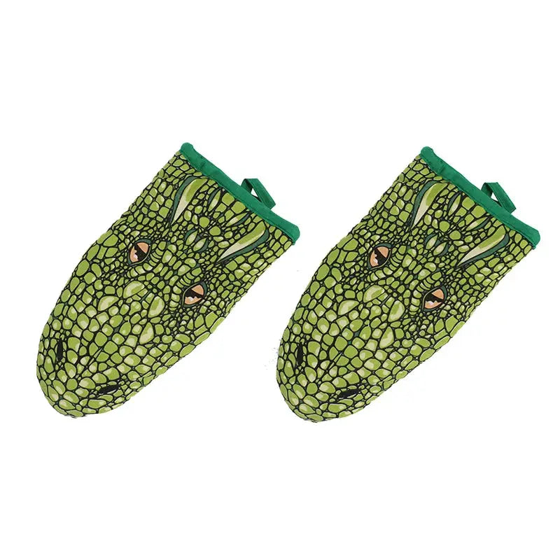 Oven Mitts | Crocodile Pattern Cartoon Animal | Heat Resistant Thickened