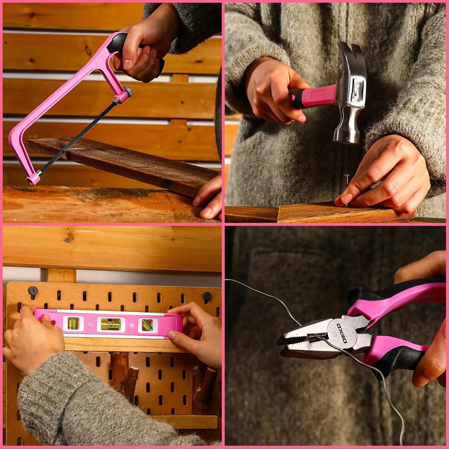 Pink Tool Kit Box with 12V Cordless Drill Set for Home Repair and DIY Projects, 238-Piece Hand Tool Combo with Storage Organizer from PriceLows™
