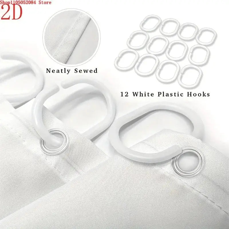 Universal Fit Shower Curtain With Hooks Set For Bathroom Decor And Water Control from PriceLows™