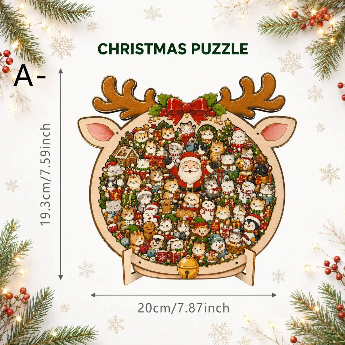 Cat Shaped Wooden Puzzle | Jigsaw Art | Holiday Gifting