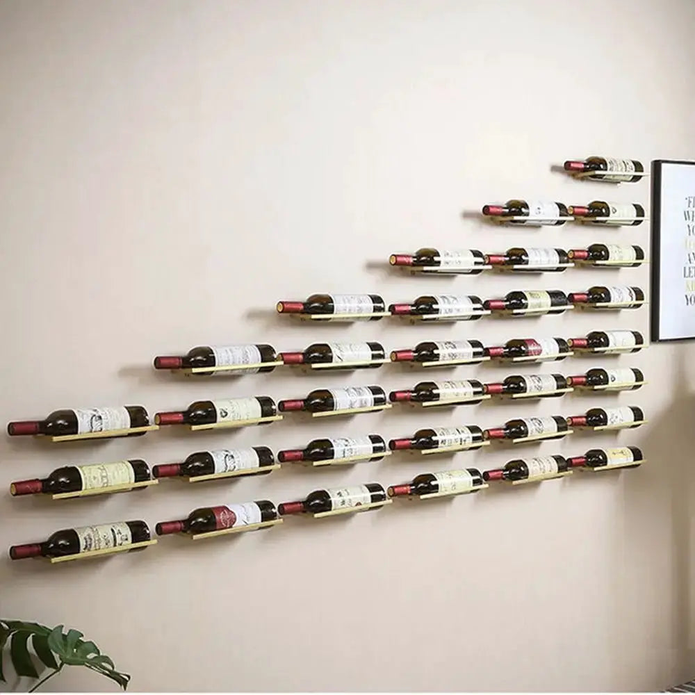 Under Cabinet Organizer Wine Rack Wall Mounted Liquor Wine Bottles Black Metal Wall Decor from PriceLows™