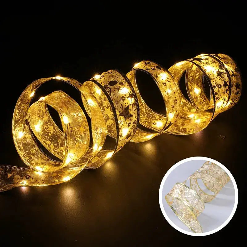 Indoor String Lights Battery Operated Christmas Ribbon with Lights Christmas Tree Accessories Decoration for Christmas New Year from PriceLows™