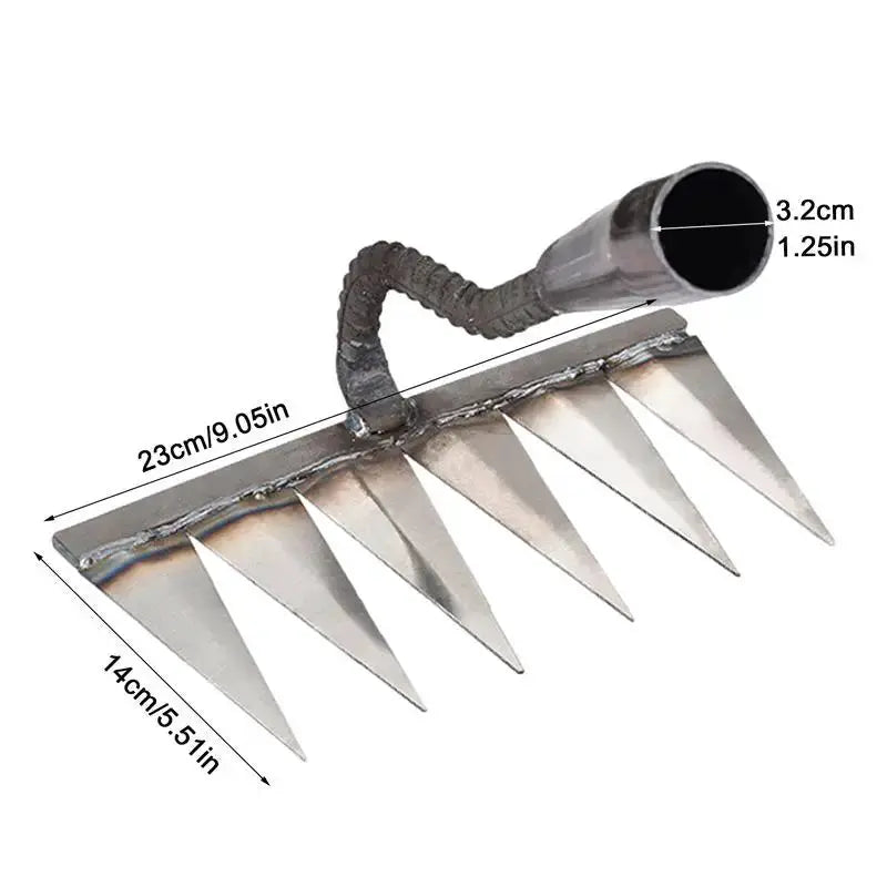 Carbon Steel Garden Hand Rake | 4 To 7 Teeth | Weeding Scarifier|30mm Aperture