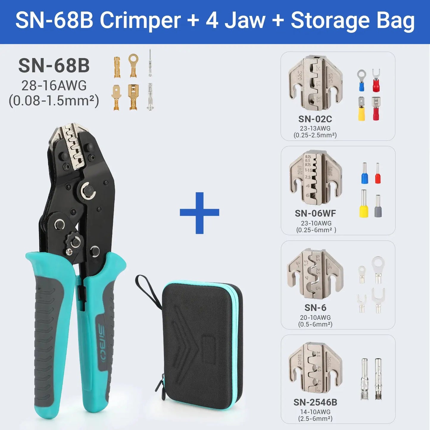 Crimping Tool Set Electrician Tools Quick Change Jaws For Crimp Terminals Dupont JST Non Insulated Open Barrel Ferrule MC4 Solar from PriceLows™